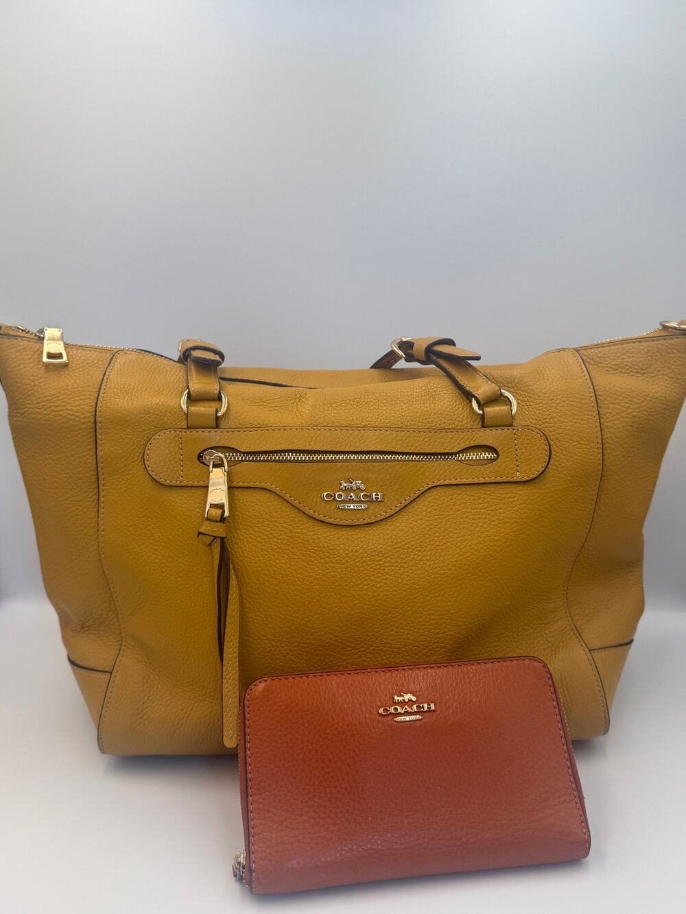 Coach Kleo Carryall and Zipped Wallet Pebbled Leather Set